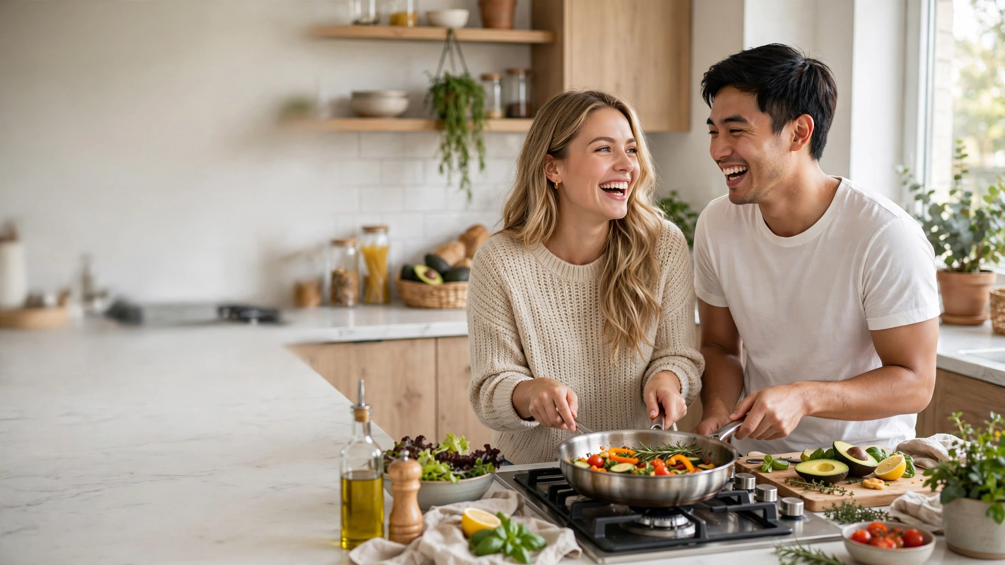 how to keep a relationship strong couple cooking happy